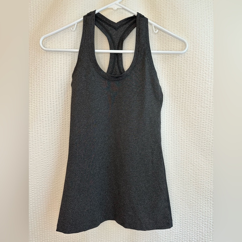 LULULEMON Cool Racerback Tank Top Charcoal Gray Size 2 Athletic Yoga Workout